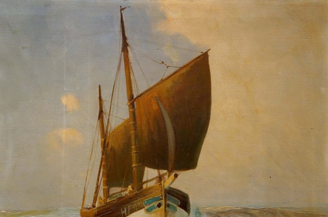 Oil painting Ships at sea - 4