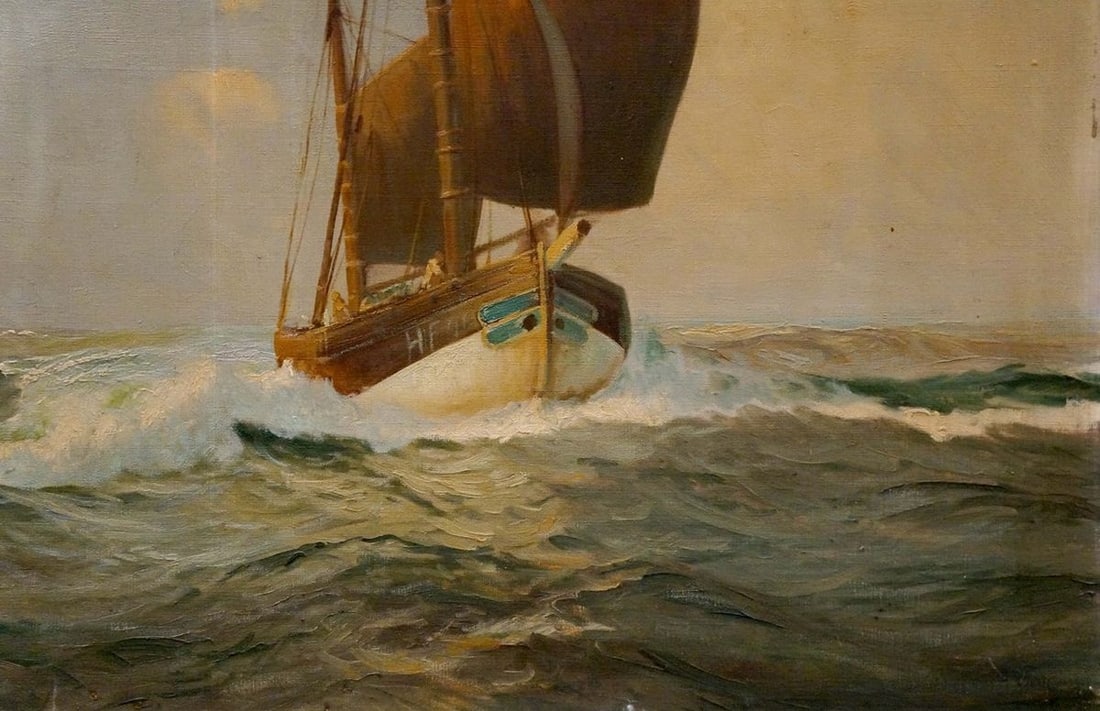 Oil painting Ships at sea - 5