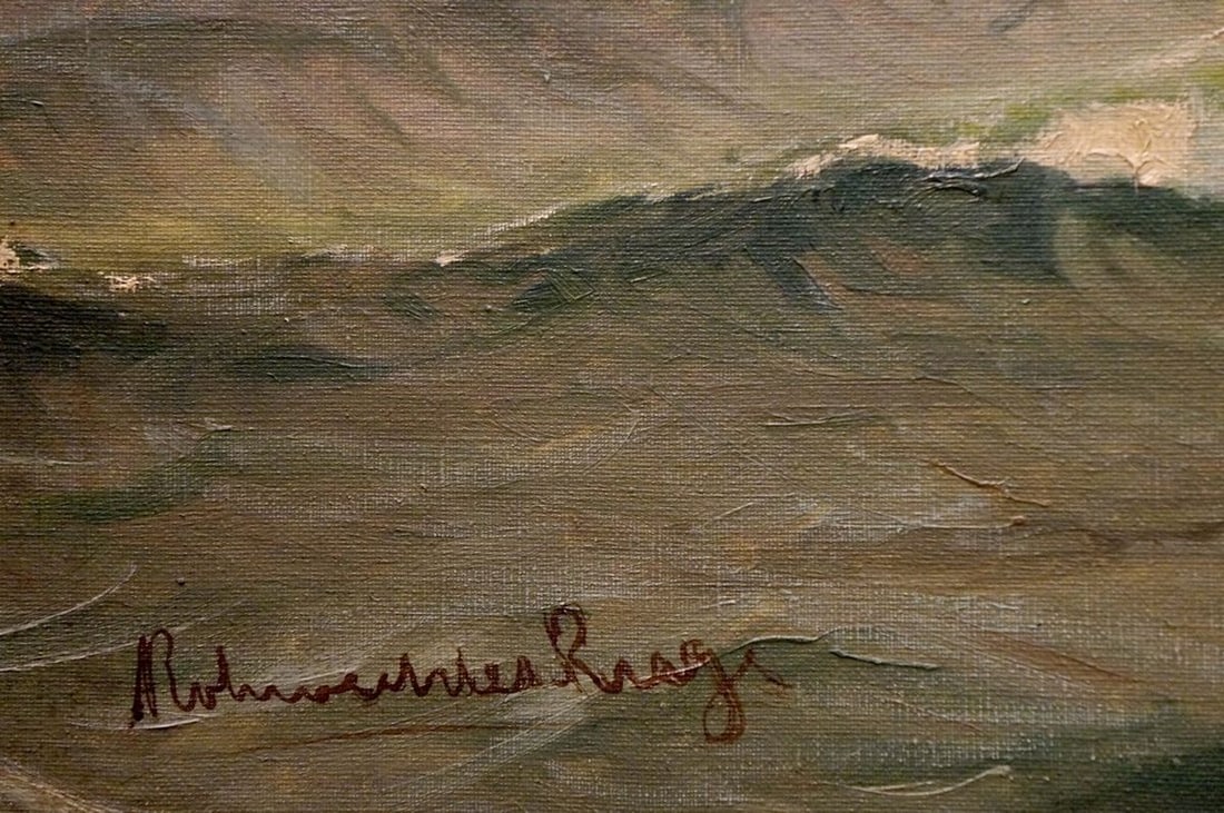 Oil painting Ships at sea - 6