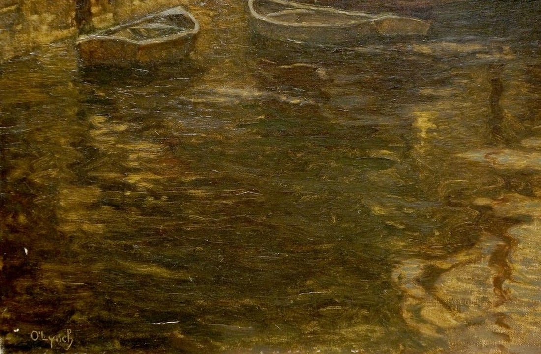 Oil painting City river Karl O'Lynch von Town - 2