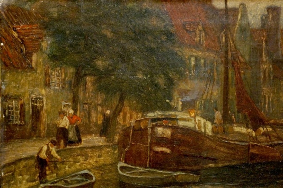 Oil painting City river Karl O'Lynch von Town - 3