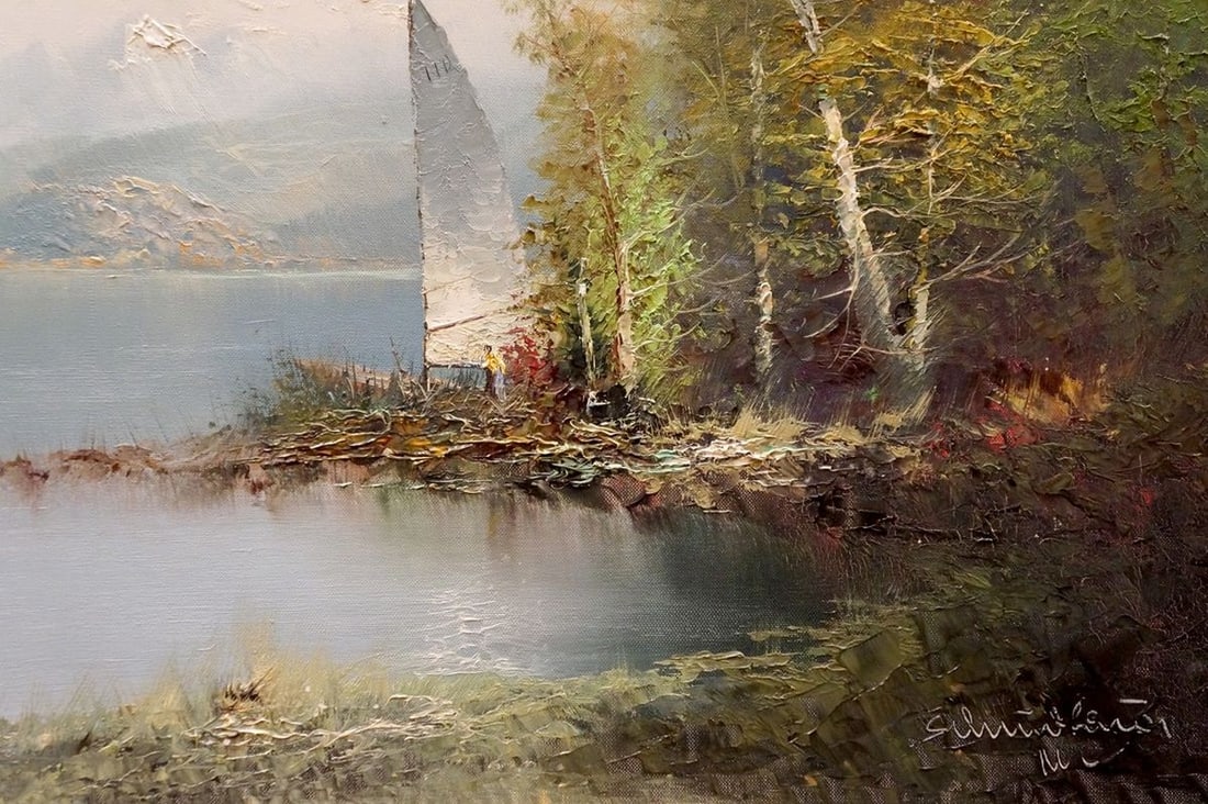 Oil painting Shore landscape H. Schumacher - 5