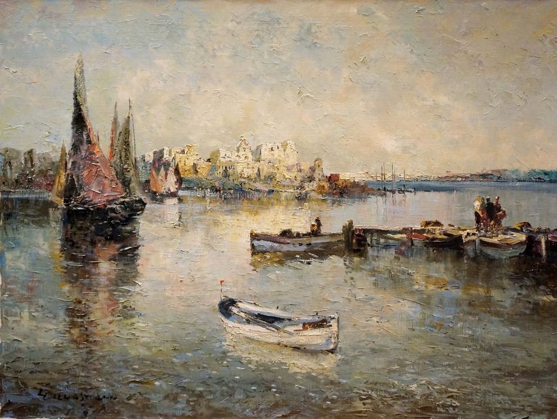 Oil painting Arrival in the city Hochstein A.: Title: Oil painting Arrival in the city Hochstein A. Description: NoVerne 83 *** ABOUT THIS PAINTING *** * TITLE: "Arrival in the city" * ARTISTS: Hochstein A. * SIZE: 60x80 cm/'23.62x31.49 inches' *