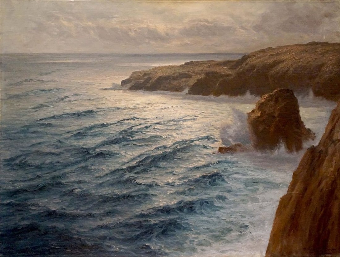 Oil painting The waves beat against the rocks (1 of 8)