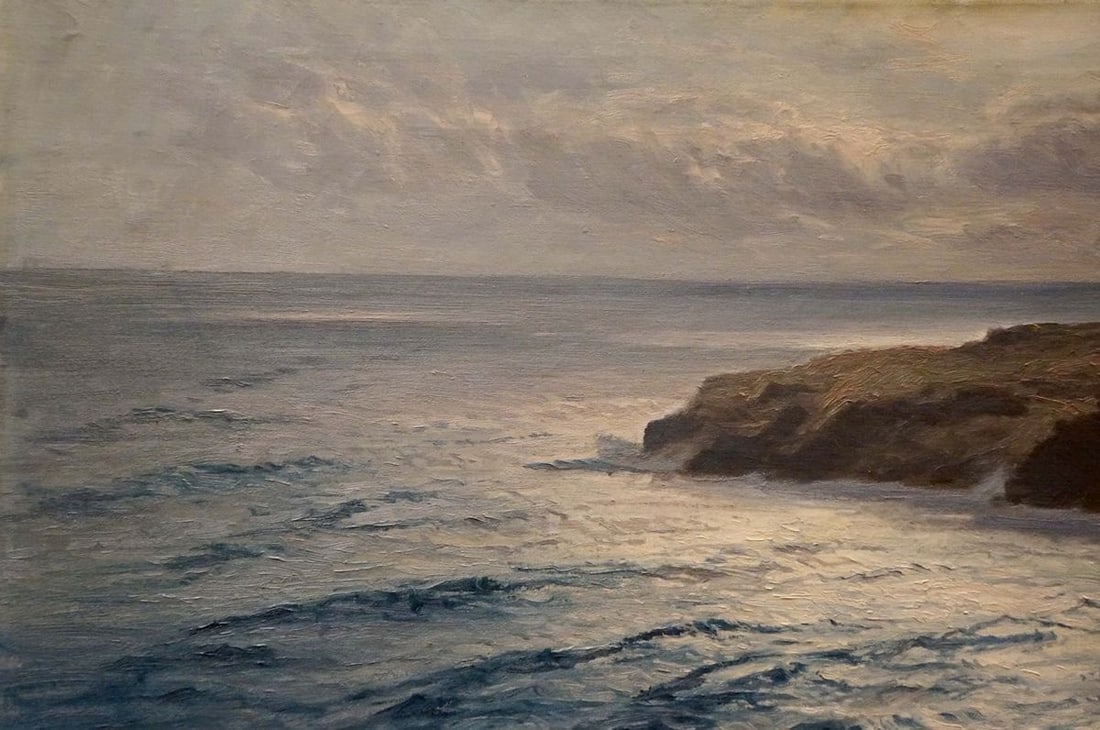Oil painting The waves beat against the rocks - 3
