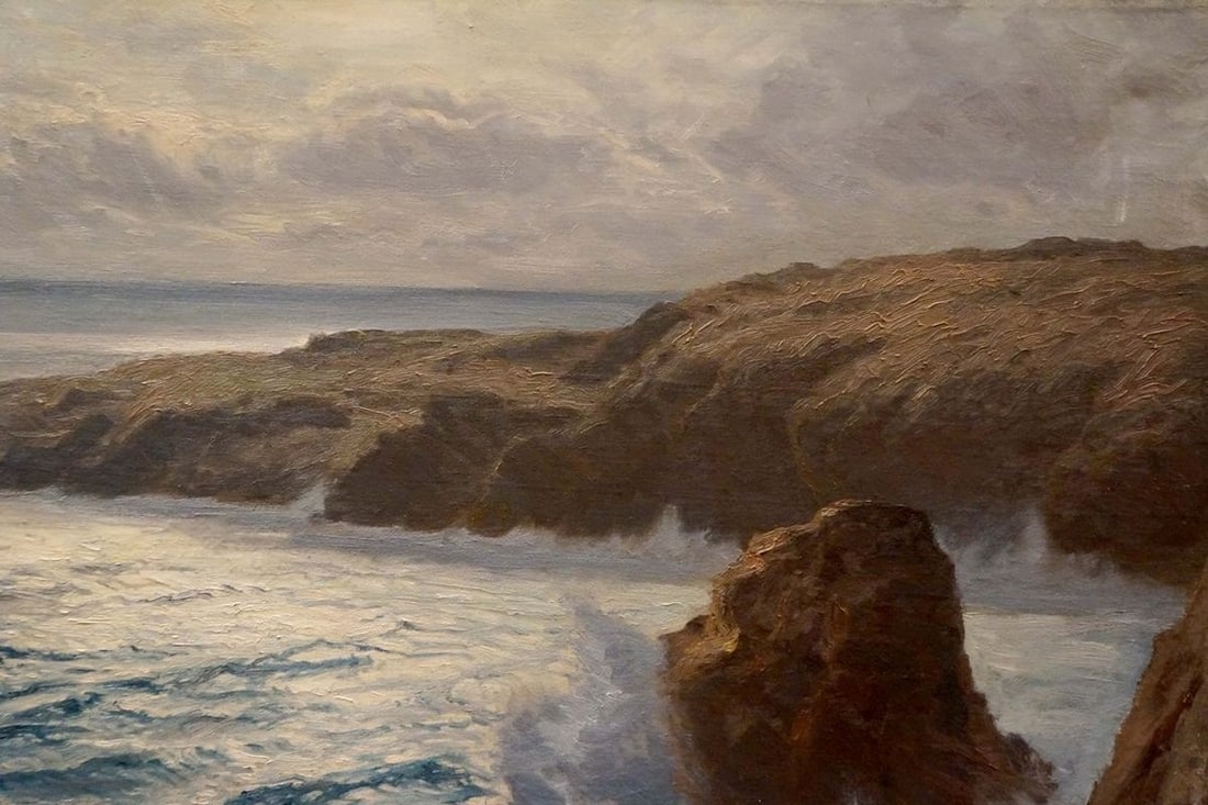 Oil painting The waves beat against the rocks - 4