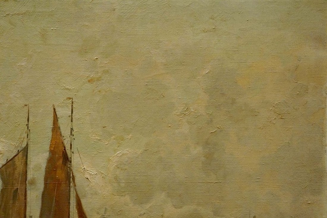 Oil painting The ship arrived in the city V. Jensen - 4