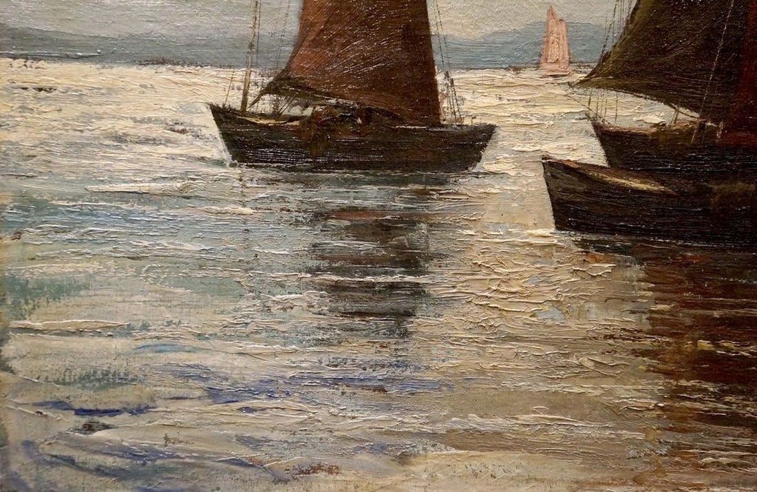 Oil painting Fleet of ships Woseker A. - 2