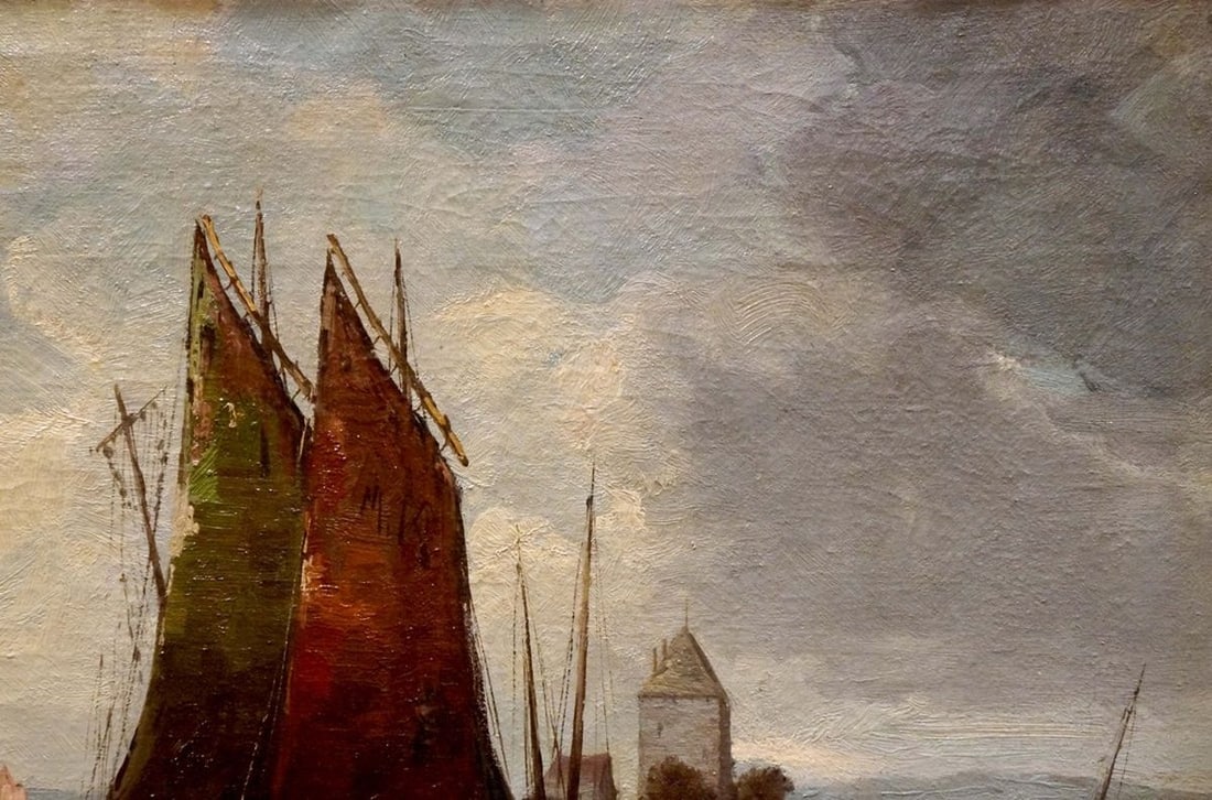 Oil painting Fleet of ships Woseker A. - 4