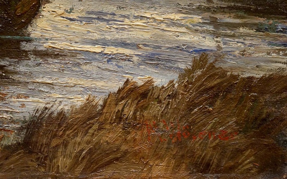 Oil painting Fleet of ships Woseker A. - 6