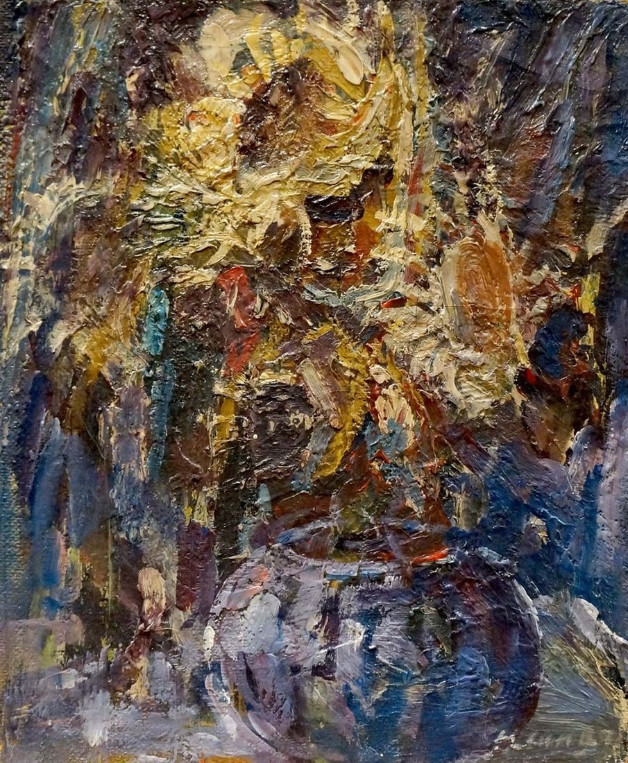 Oil painting Sunflowers Hans Long (1 of 8)