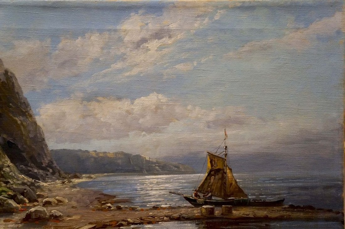 Oil painting Landscape near the coast - 4