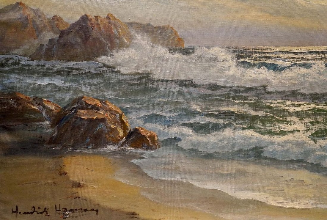 Oil painting The waves Hendrik Hansen - 2