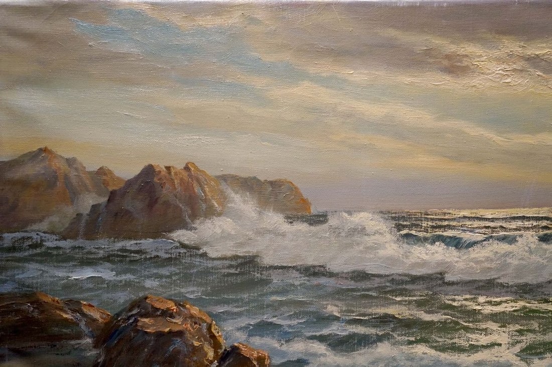 Oil painting The waves Hendrik Hansen - 3