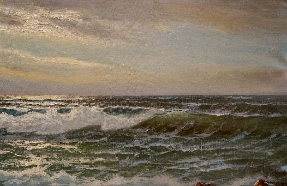 Oil painting The waves Hendrik Hansen - 4