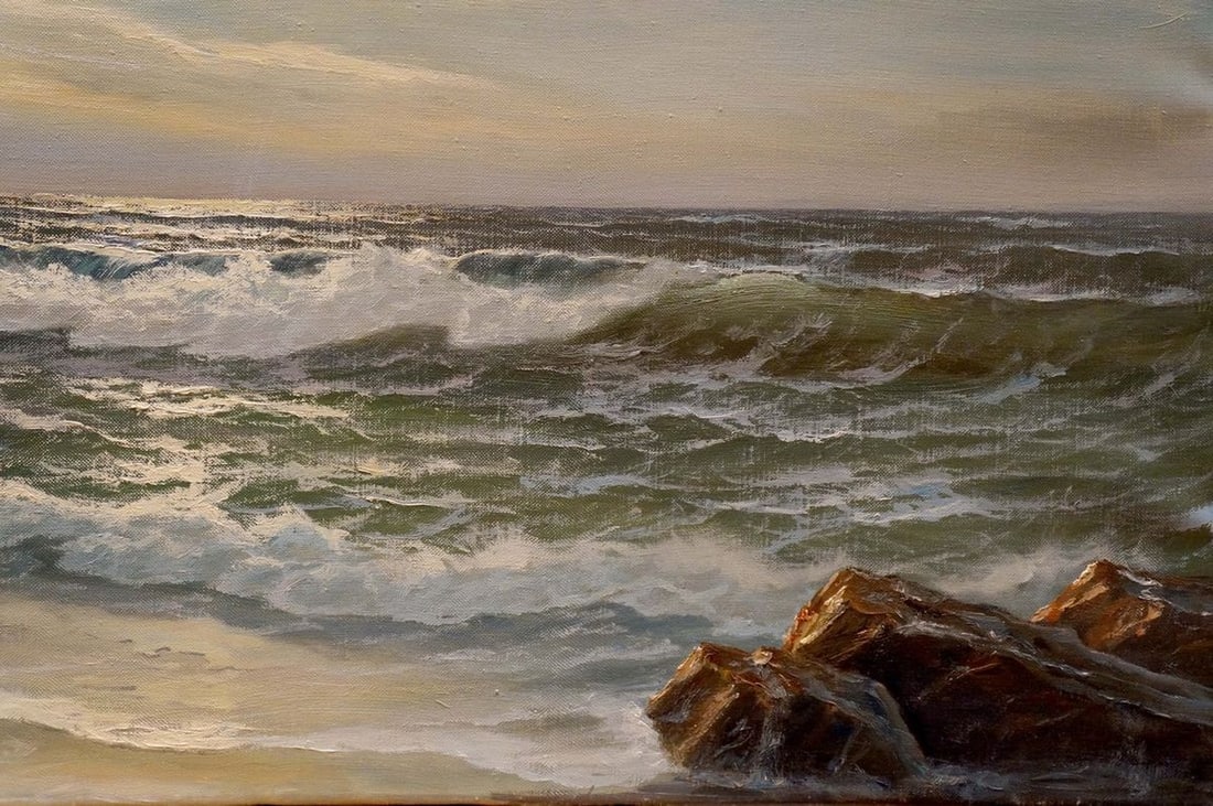 Oil painting The waves Hendrik Hansen - 5