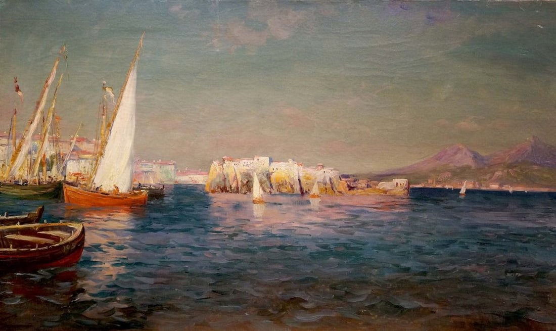 Oil painting Ships in the bay (1 of 8)