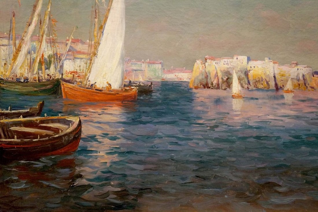 Oil painting Ships in the bay - 2