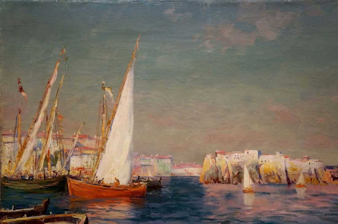 Oil painting Ships in the bay - 3
