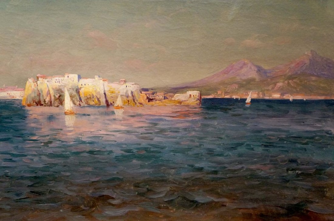 Oil painting Ships in the bay - 5