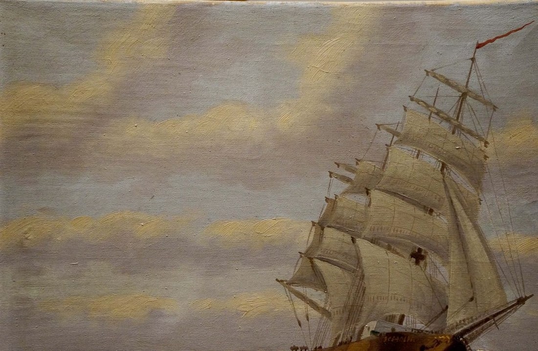 Oil painting Ship at sea H.Attmann - 3