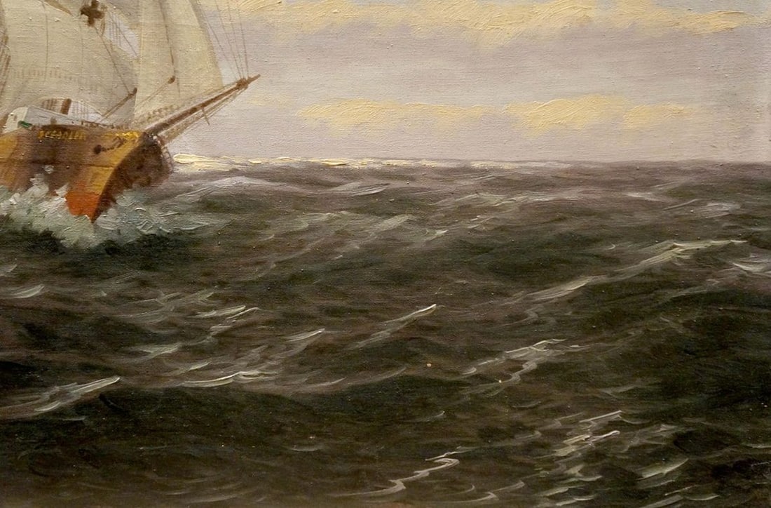 Oil painting Ship at sea H.Attmann - 5