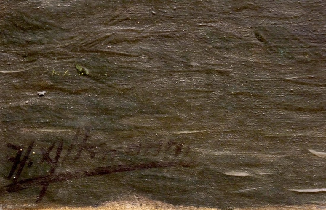Oil painting Ship at sea H.Attmann - 6