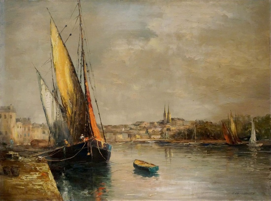 Oil painting Shipment Curt A. Landwehr: Title: Oil painting Shipment Curt A. Landwehr Description: NoVerne 107 *** ABOUT THIS PAINTING *** * TITLE: "Shipment" * ARTISTS: Curt A. Landwehr * SIZE: 60x80 cm/'23.62x31.49 inches' * MEDIUM: oil,