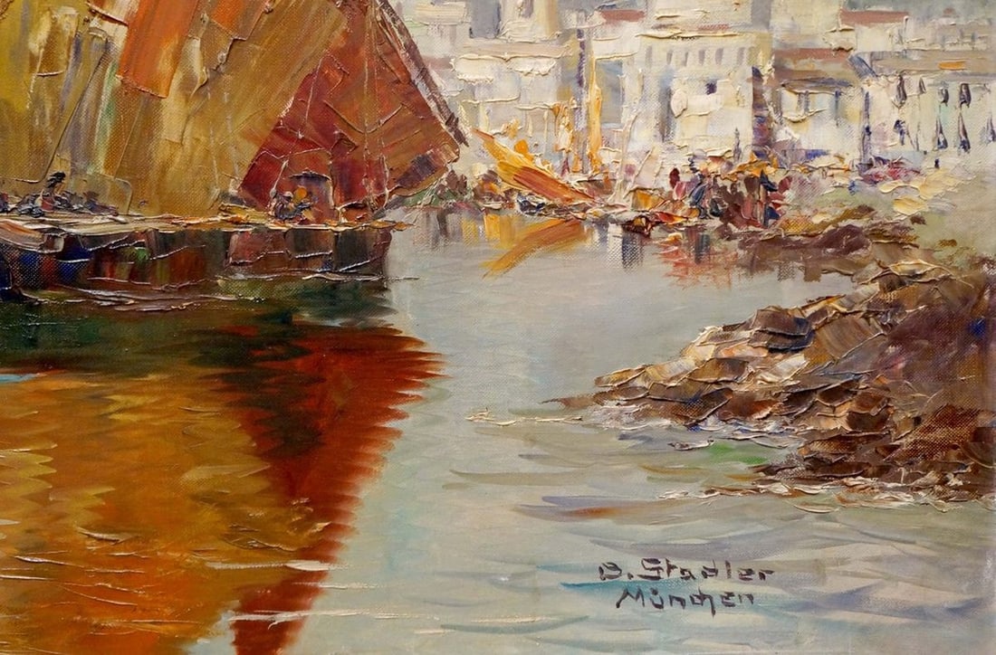 Oil painting City landscape Benno Stadler - 5