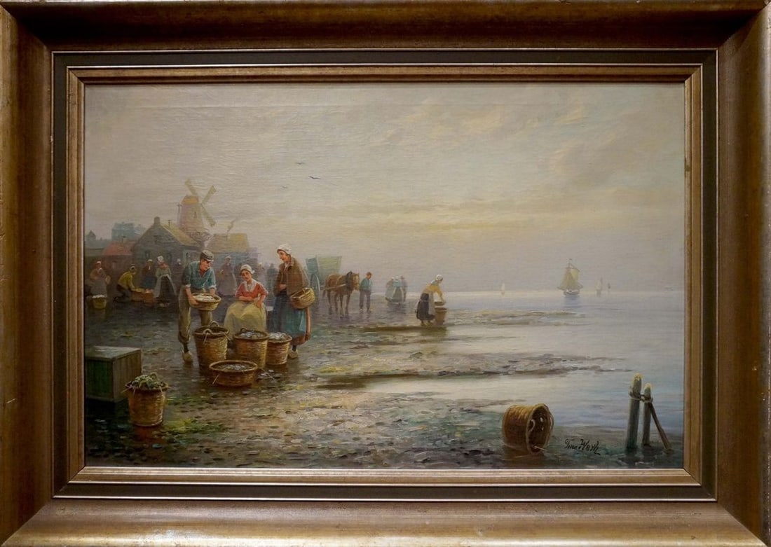 Oil painting Coastal Market Weyh T.: Title: Oil painting Coastal Market Weyh T. Description: NoVerne 111 *** ABOUT THIS PAINTING *** * TITLE: "Coastal Market" * ARTISTS: Weyh T. * SIZE: 52x78 cm/'20.47x30.70 inches' * MEDIUM: oil, canvas