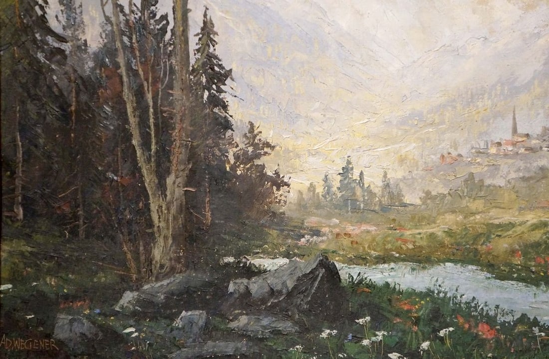 Oil painting Mountain landscape Ad. Wegener - 2