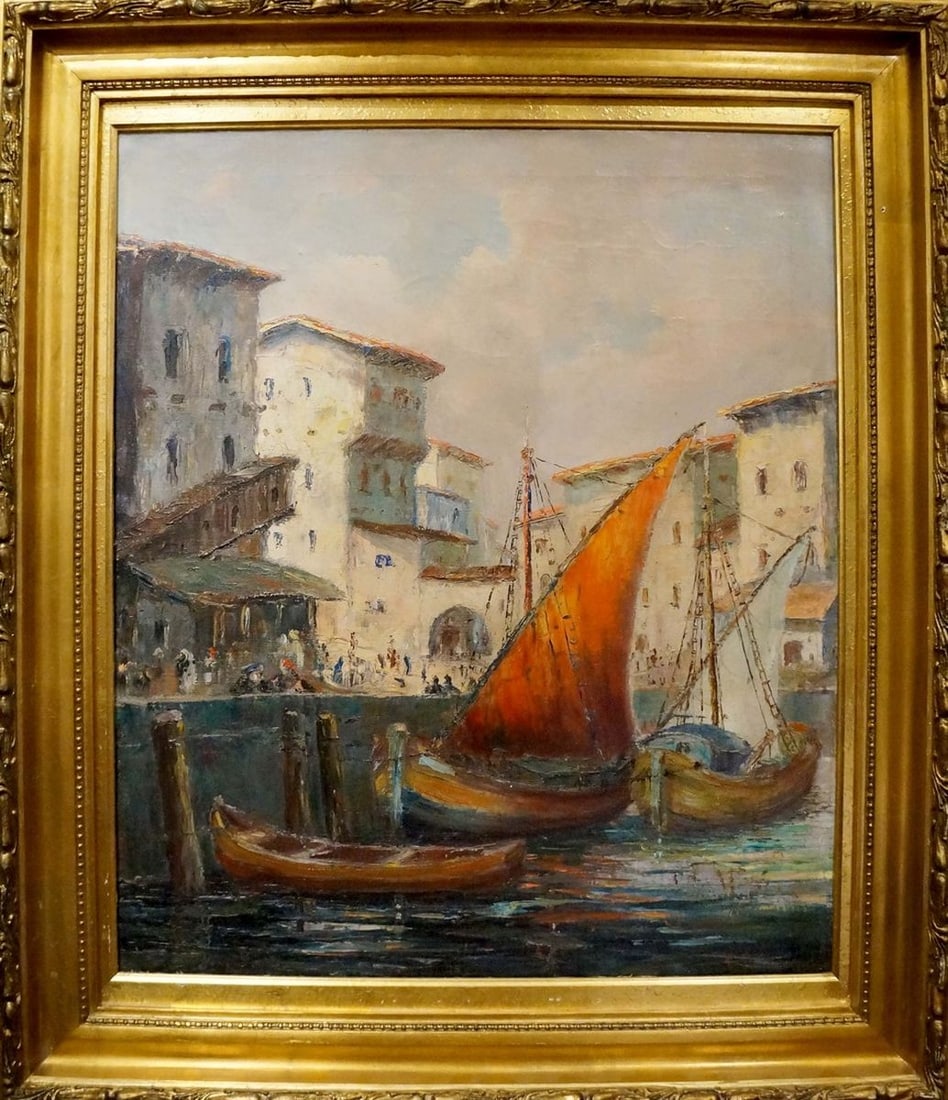 Oil painting In Port Richard Thorn: Title: Oil painting In Port Richard Thorn Description: NoVerne 115 *** ABOUT THIS PAINTING *** * TITLE: "In Port" * ARTISTS: Richard Thorn * SIZE: 70x60 cm/'27.55x23.62 inches' * MEDIUM: oil, canvas *