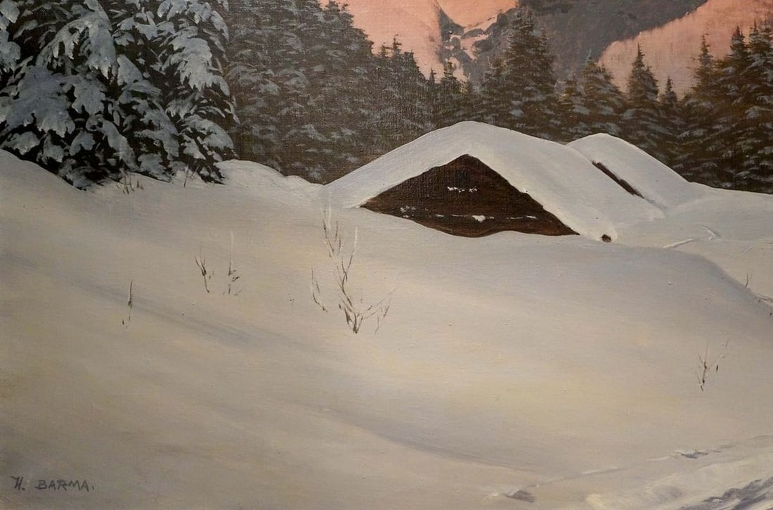 Oil painting Winter mountain landscape H. Barma - 2