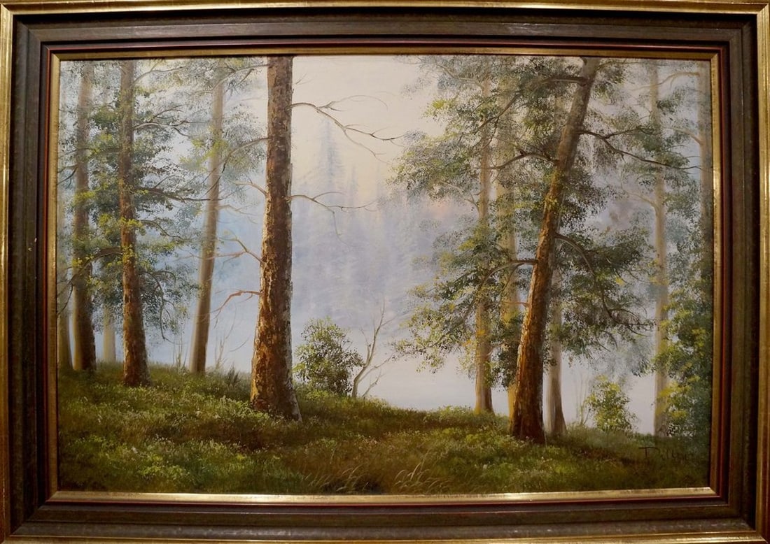 Oil painting Forest landscape: Title: Oil painting Forest landscape Description: NoVerne 119 *** ABOUT THIS PAINTING *** * TITLE: "Forest landscape" * ARTISTS: Dillon * SIZE: 60x90 cm/'23.62x35.43 inches' * MEDIUM: oil, canvas *