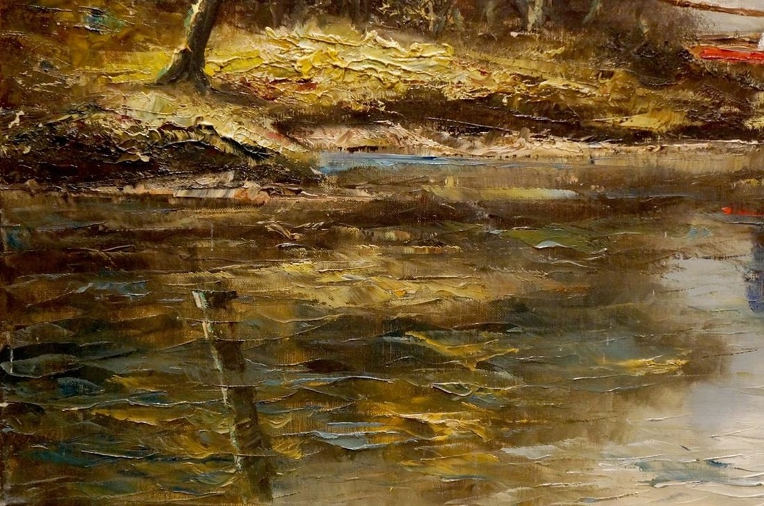 Oil painting Boat near the shore - 2