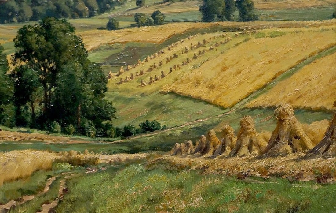 Oil painting Landscape with field - 5