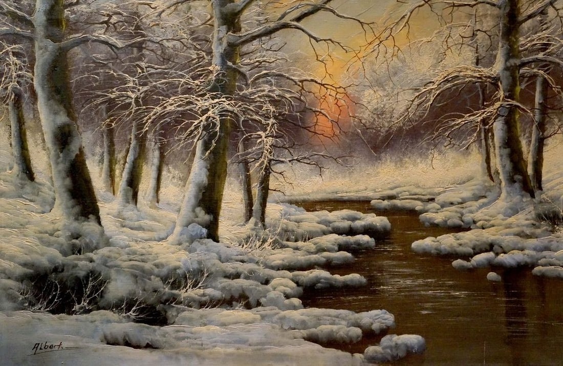 Oil painting Winter landscape (1 of 8)
