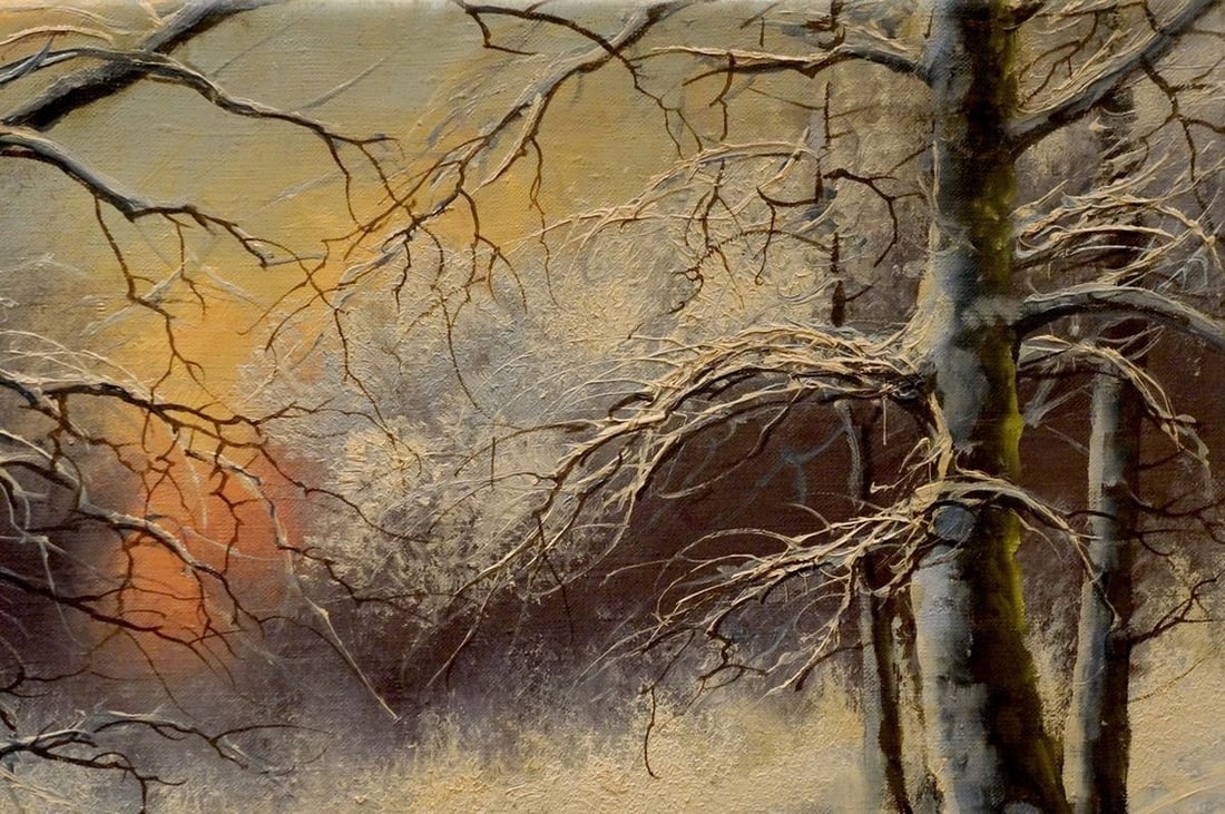 Oil painting Winter landscape - 4