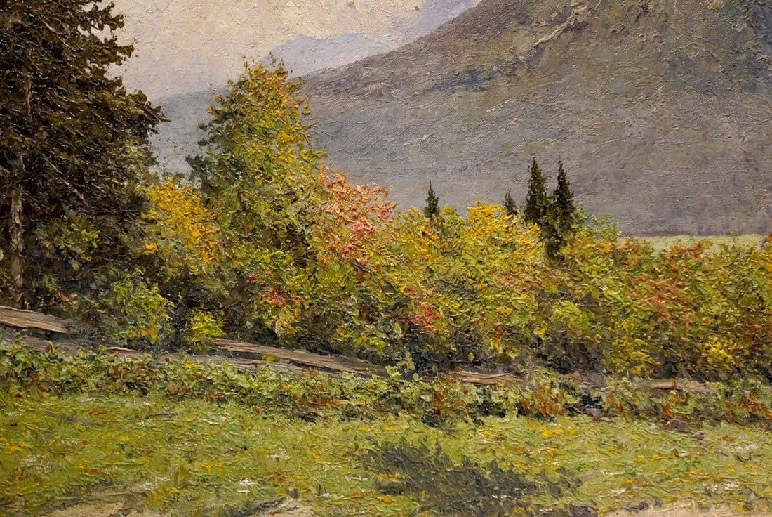 Oil painting Village by the mountain - 2