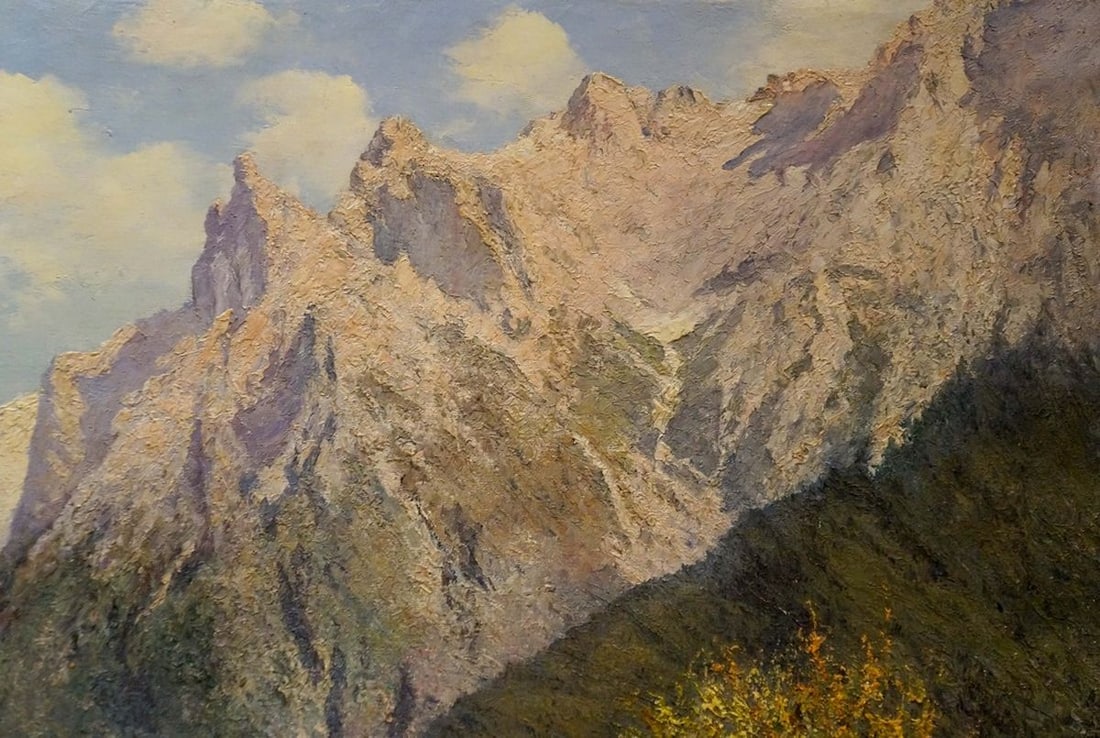 Oil painting Village by the mountain - 4