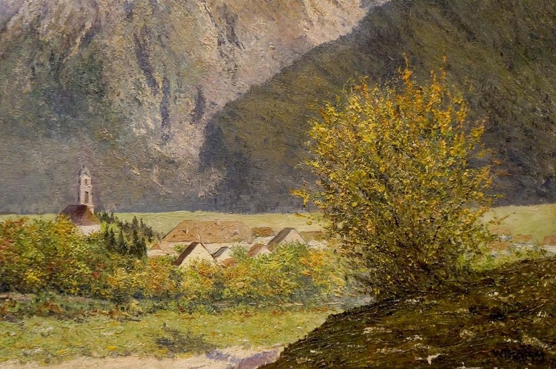 Oil painting Village by the mountain - 5