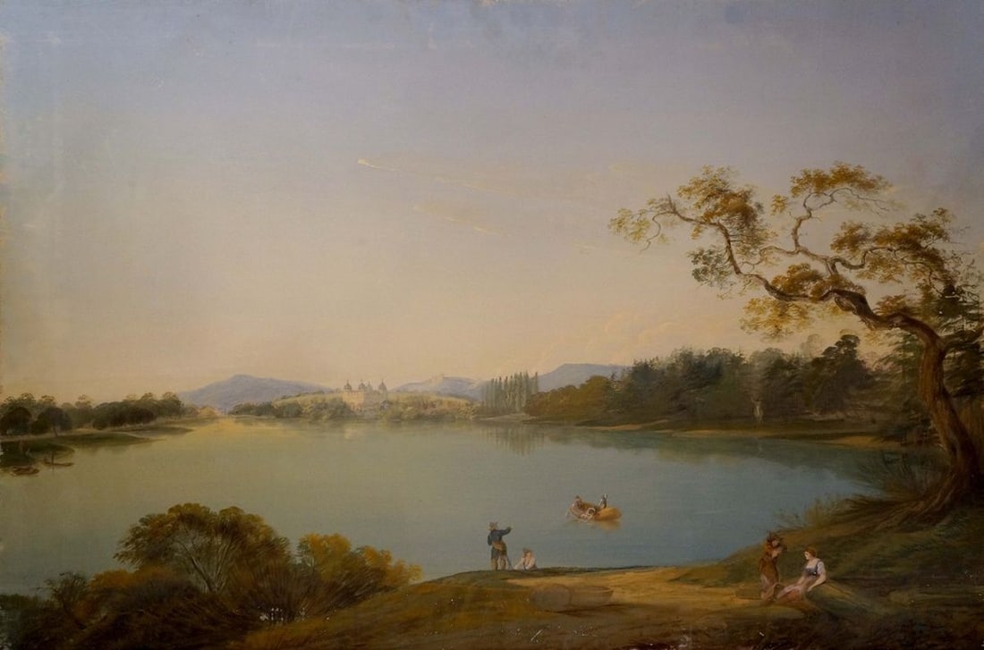 Oil painting People by the lake: Title: Oil painting People by the lake Description: NoVerne 135 *** ABOUT THIS PAINTING *** * TITLE: "People by the lake" * ARTISTS: Unknown artist * SIZE: 66x98 cm/'25.98x38.58 inches' * MEDIUM: oil,