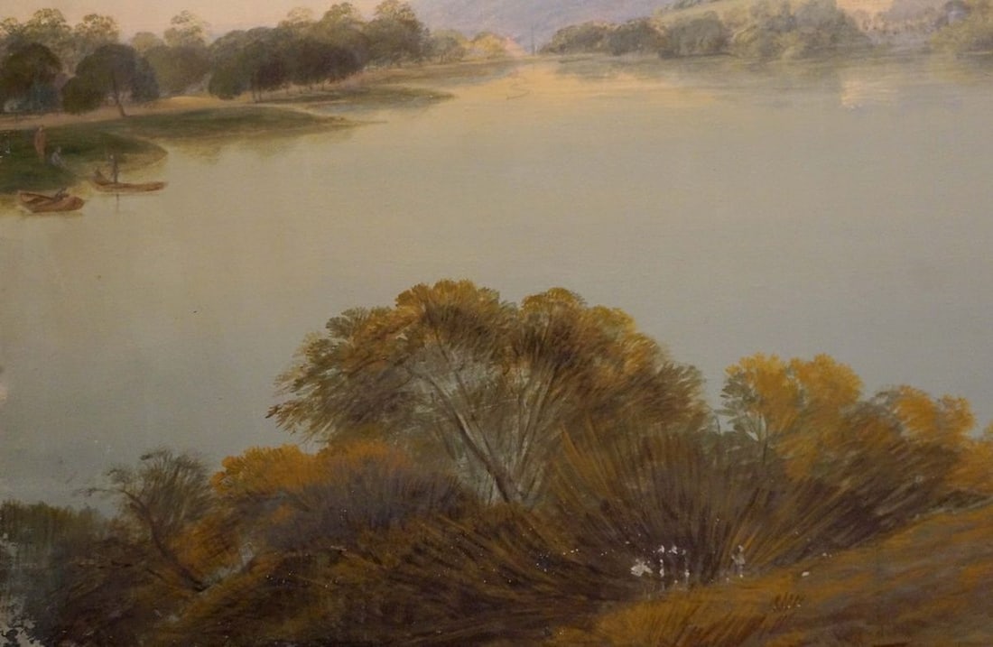 Oil painting People by the lake - 2