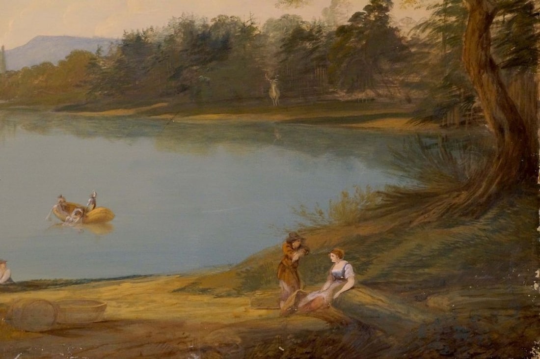 Oil painting People by the lake - 5