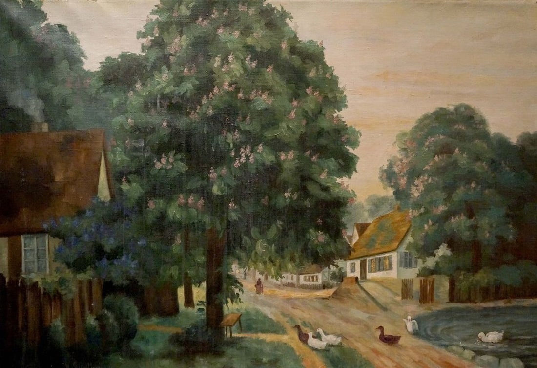 Oil painting Village Life: Title: Oil painting Village Life Description: NoVerne 138 *** ABOUT THIS PAINTING *** * TITLE: "Village Life" * ARTISTS: Unknown artist * SIZE: 65x95 cm/'25.59x37.40 inches' * MEDIUM: oil, canvas * HA