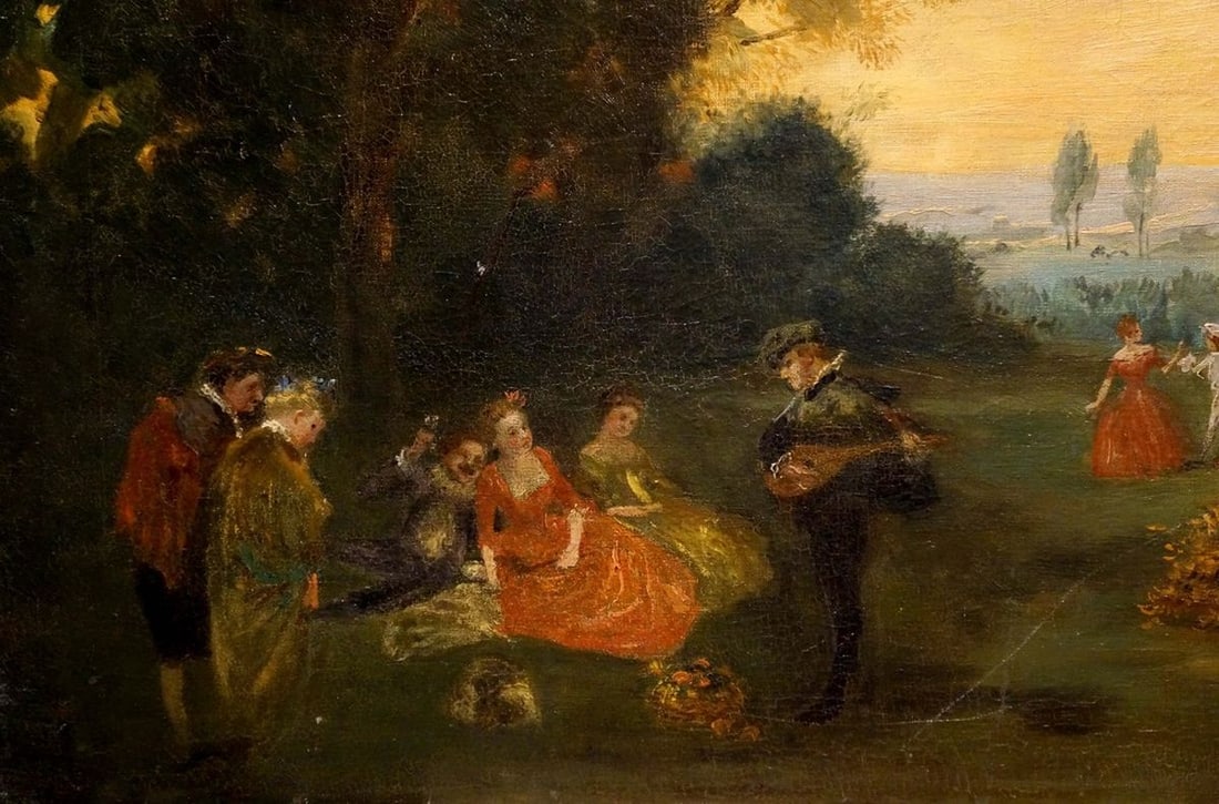Oil painting People have a rest on a picnic - 2