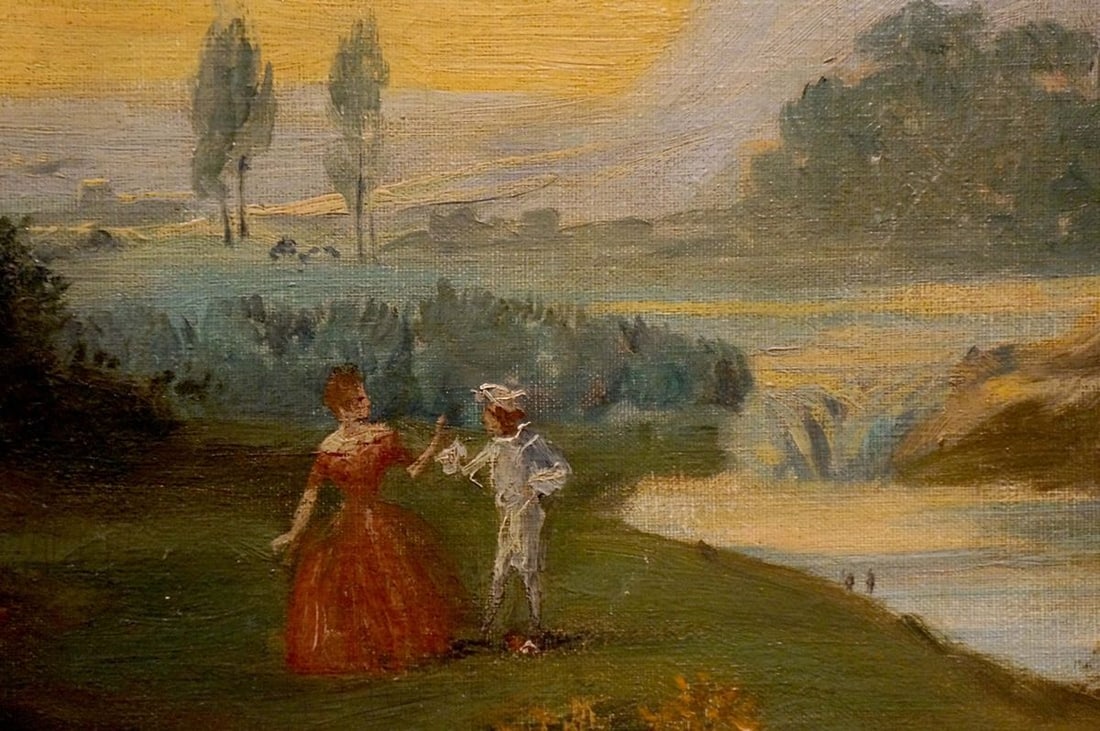 Oil painting People have a rest on a picnic - 6
