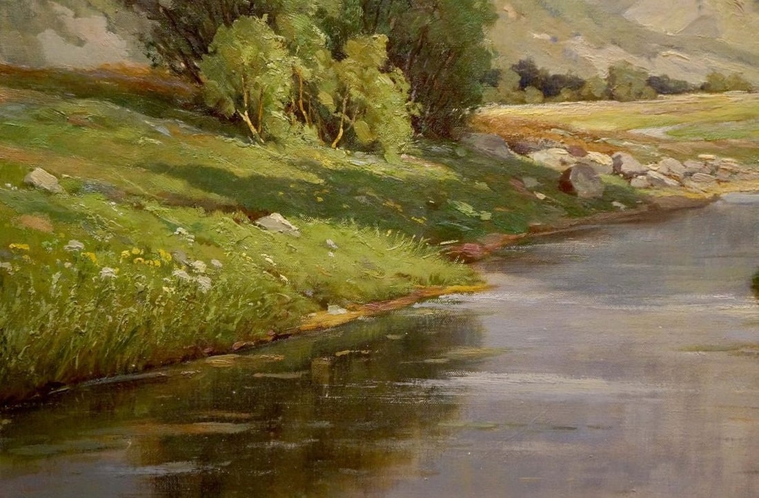 Oil painting Village by the mountain - 2