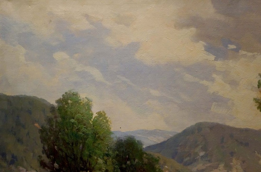Oil painting Village by the mountain - 3