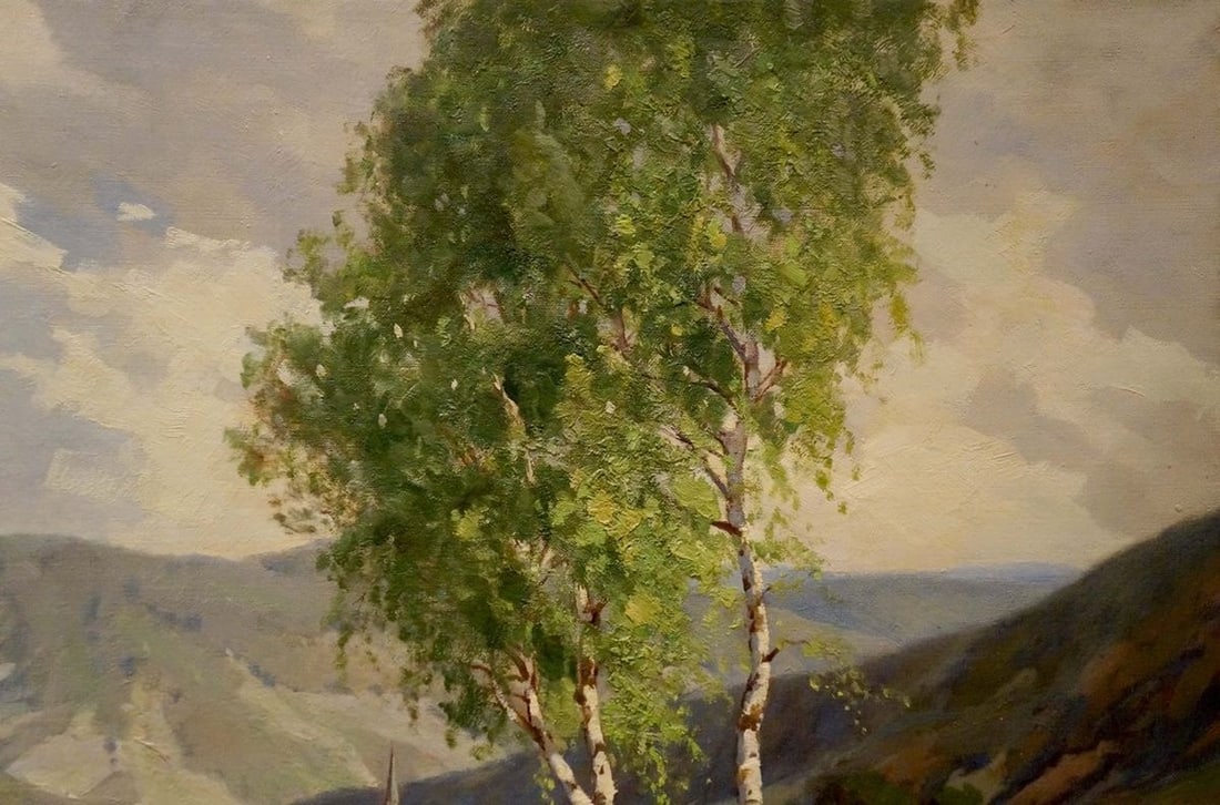 Oil painting Village by the mountain - 4